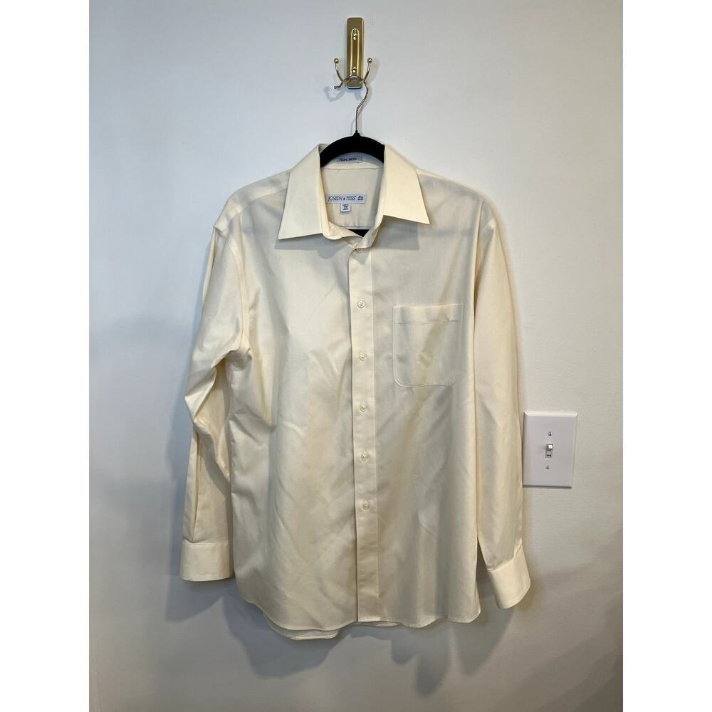 Joseph & Feiss Non Iron Dress Shirt Men’s 15.5 32/33 Cream Button Up